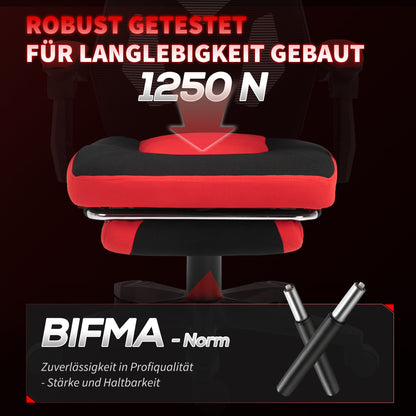 Ergonomic Office Chair, Gaming Chair, Swivel Chair with Footrest, PC Chair, Executive Chair, adjustable height, Polyester, Black+Red, 58 x 63 x 112-122 cm