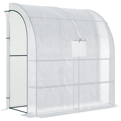 Foil Greenhouse Tomato Greenhouse with Mesh Window, Greenhouse with Roll-Up Doors, Propagation House with UV Protection, White, 200 x 100 x 215 cm
