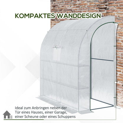 Foil Greenhouse Tomato Greenhouse with Mesh Window, Greenhouse with Roll-Up Doors, Propagation House with UV Protection, White, 200 x 100 x 215 cm