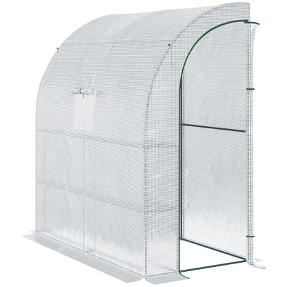 Foil Greenhouse Tomato Greenhouse with Mesh Window, Greenhouse with Roll-Up Doors, Propagation House with UV Protection, White, 200 x 100 x 215 cm