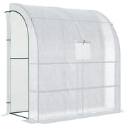 Foil Greenhouse Tomato Greenhouse with Mesh Window, Greenhouse with Roll-Up Doors, Propagation House with UV Protection, White, 200 x 100 x 215 cm