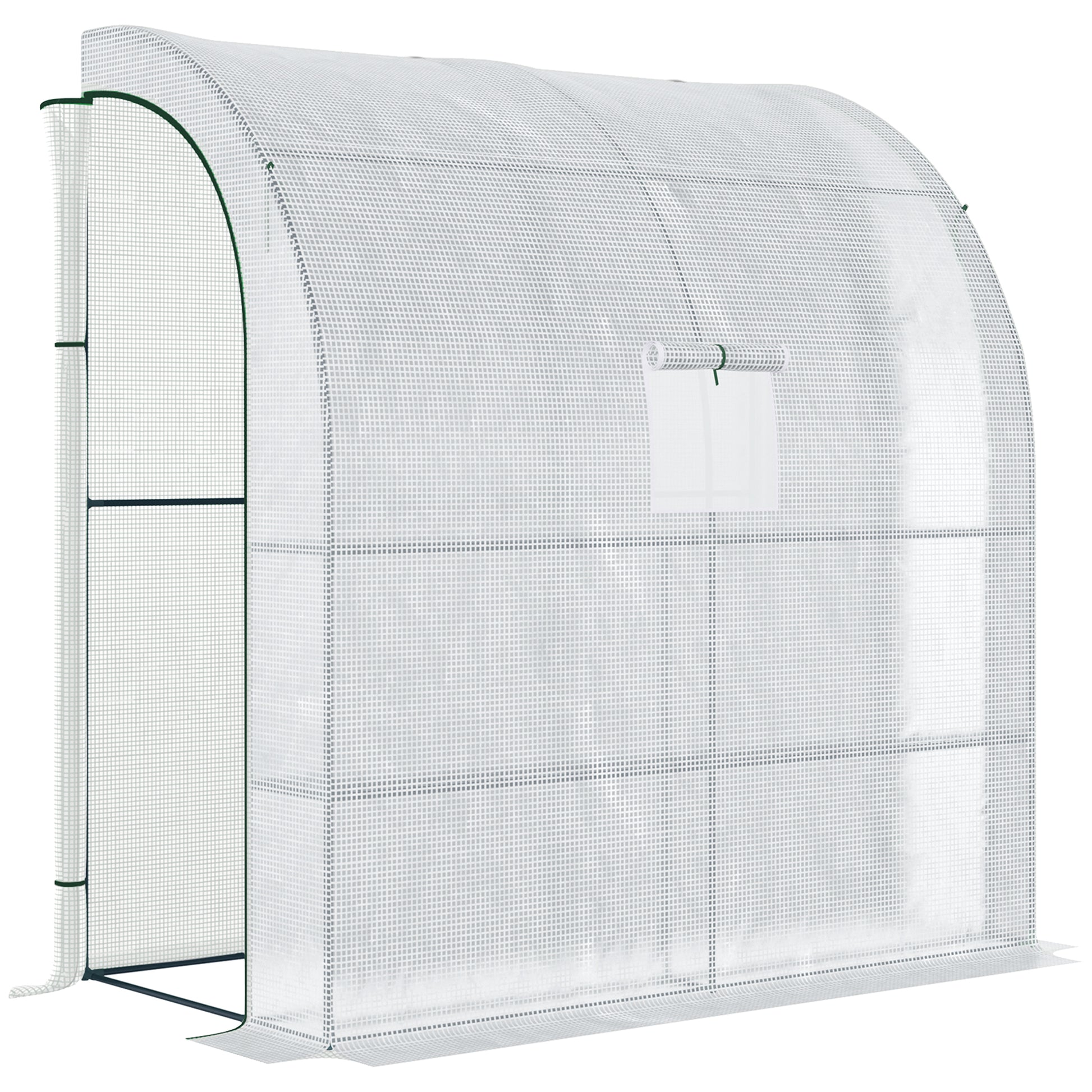 Foil Greenhouse Tomato Greenhouse with Mesh Window, Greenhouse with Roll-Up Doors, Propagation House with UV Protection, White, 200 x 100 x 215 cm