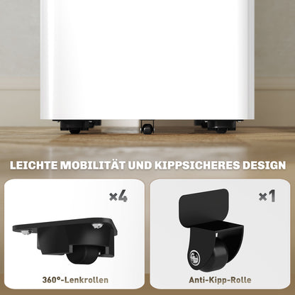 Mobile Filing Cabinet with 3 Drawers, Lockable Office Cabinet Slim with Pre-Assembled Body Excluding Wheels for A4, Legal, Letter, Steel, 30 x 45 x 59 cm White