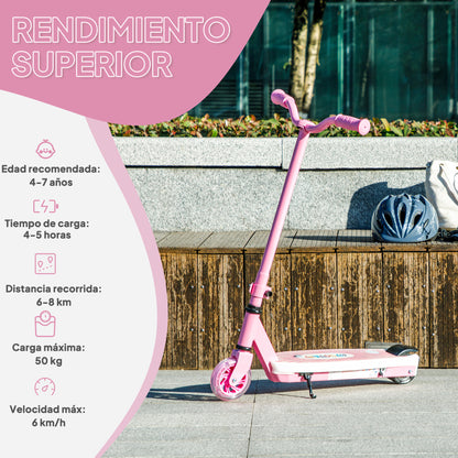 Electric Scooter for Kids 4-7 Years Electric Scooter Max 6 km/h Motor 80 W Maximum Range 8 km Children's Electric Scooter with LED Lights Rear Brake Pink