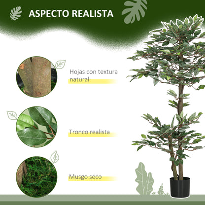Artificial Ficus Tree 150 cm Decorative Artificial Plant in Pot for Home, Living Room, Office Ø15x150 cm Green