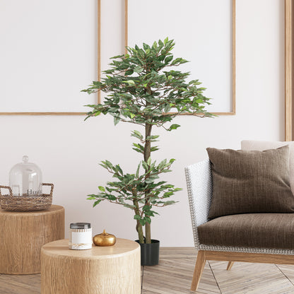 Artificial Ficus Tree 150 cm Decorative Artificial Plant in Pot for Home, Living Room, Office Ø15x150 cm Green