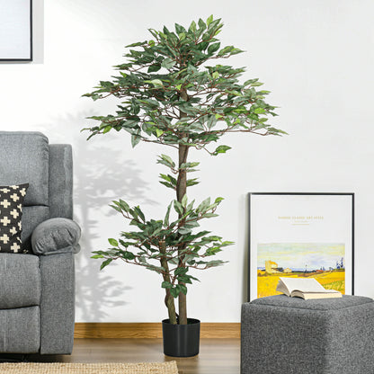 Artificial Ficus Tree 150 cm Decorative Artificial Plant in Pot for Home, Living Room, Office Ø15x150 cm Green