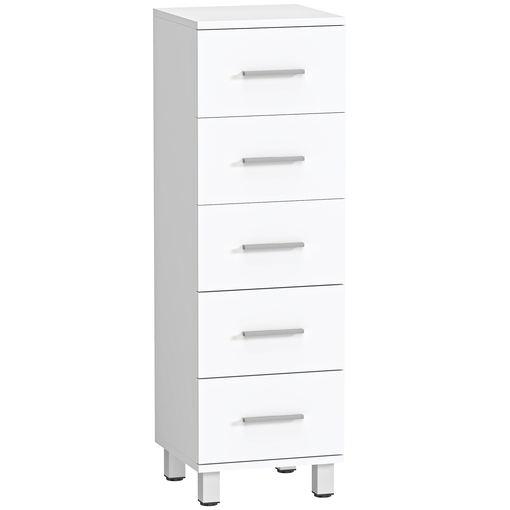 5-Drawer Chest, Narrow Modern Storage Cabinet for Bedroom, Hallway or Living Room, 11.8 x 11.8 x 37.4 in, White