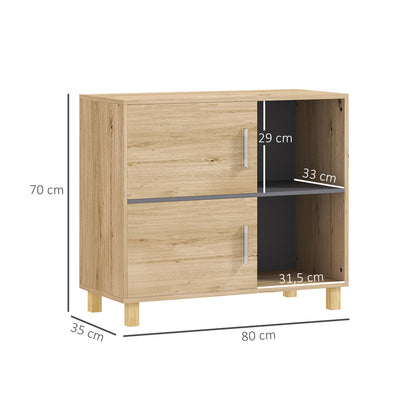 Bathroom Cabinet, Storage Cabinet with Open Compartments and Cabinet, Bathroom Cabinet size 80L x 35W x 70H cm, natural wood