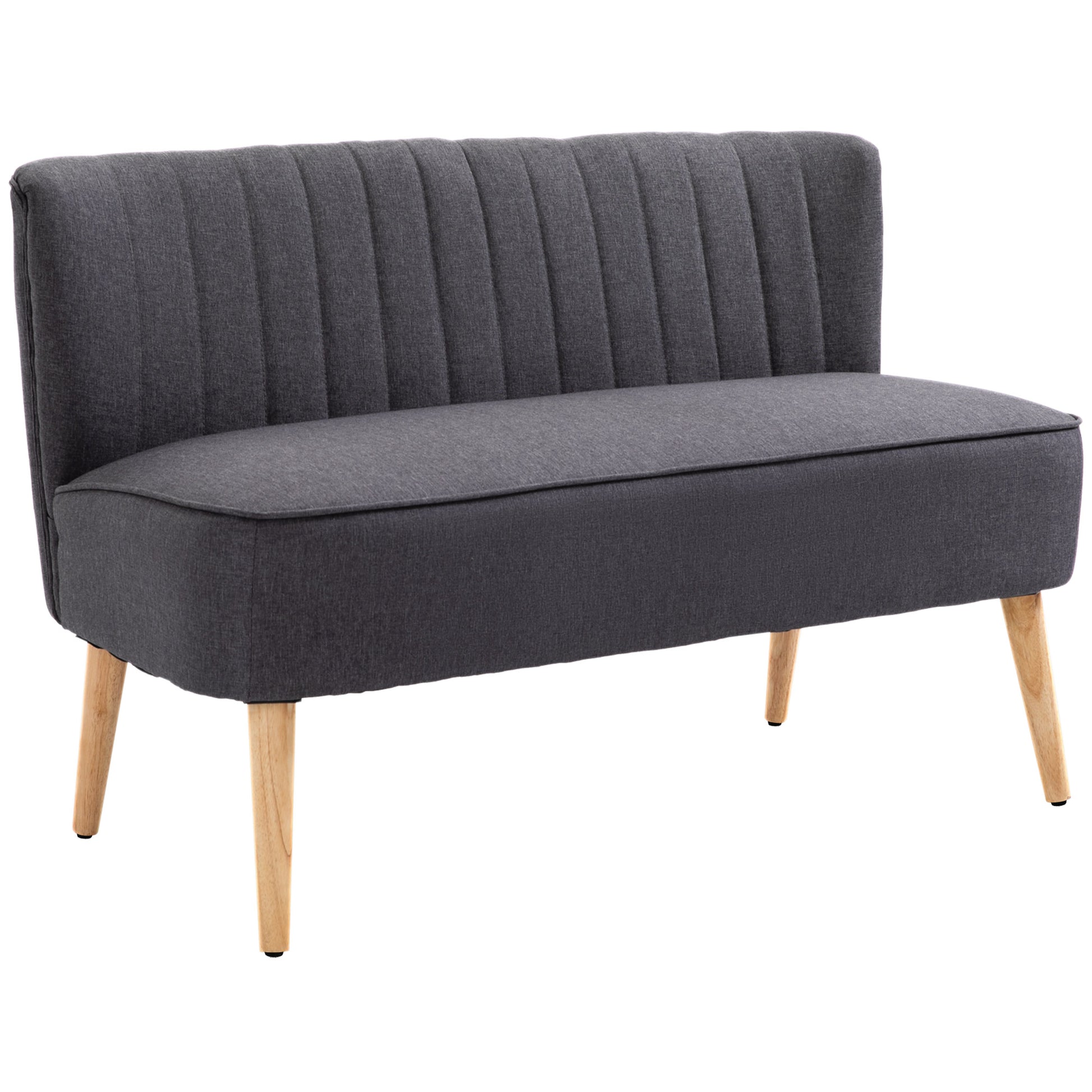 2-Seater Fabric Sofa Upholstered Sofa Double Sofa Retro Look Seating Furniture Lounge Sofa Wooden Frame Dark Grey 117 x 56.5 x 77 cm