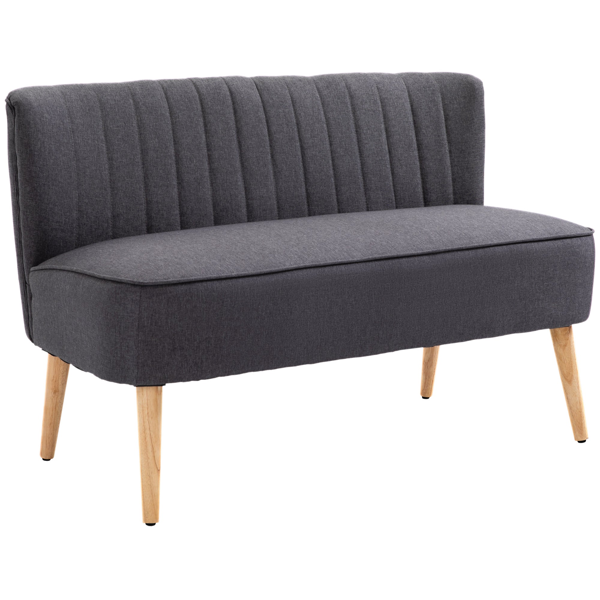 2-Seater Fabric Sofa Upholstered Sofa Double Sofa Retro Look Seating Furniture Lounge Sofa Wooden Frame Dark Grey 117 x 56.5 x 77 cm