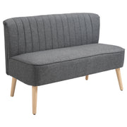 2-Seater Fabric Sofa Upholstered Sofa Double Sofa Retro Look Seating Furniture Lounge Sofa Wooden Frame Dark Grey 117 x 56.5 x 77 cm