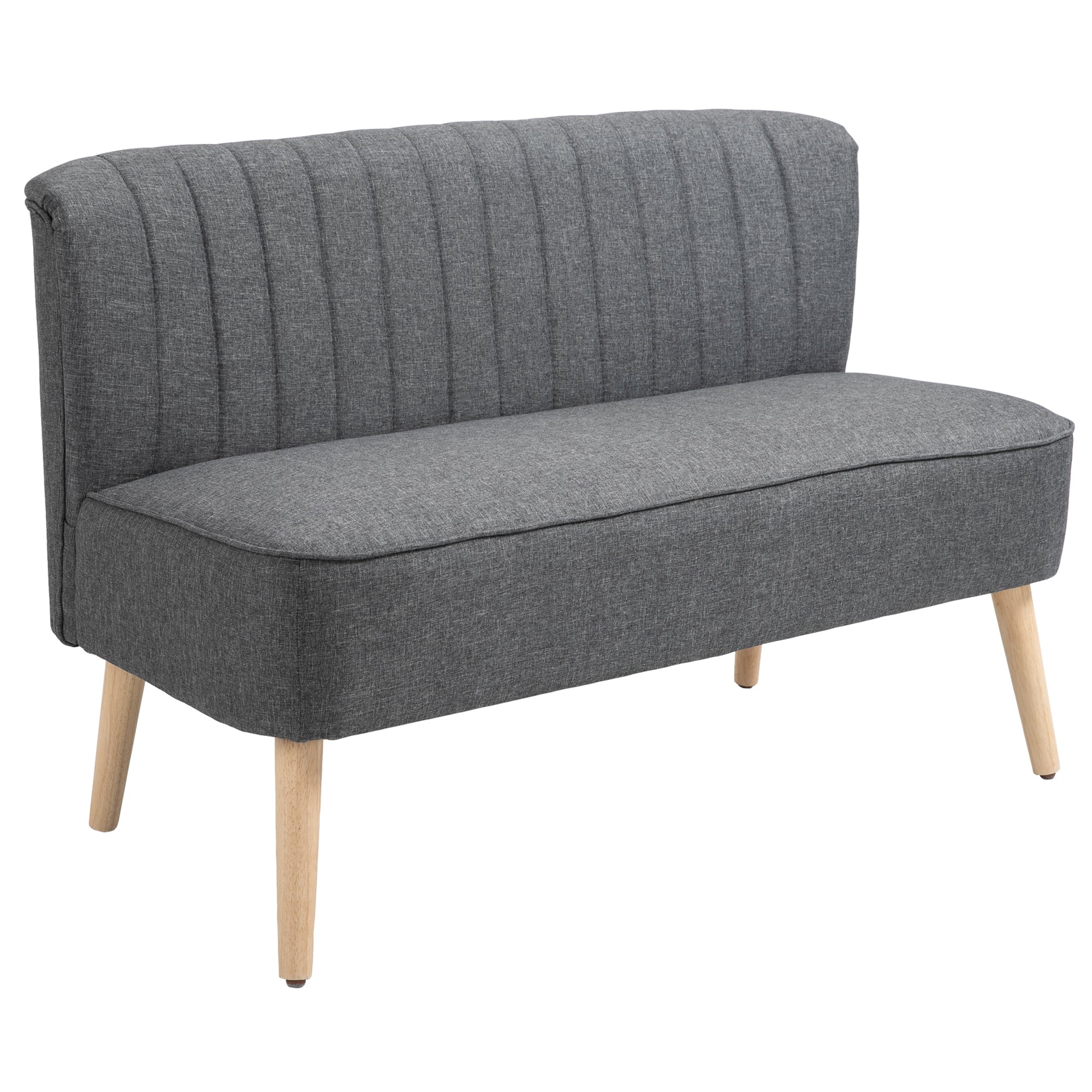 2-Seater Fabric Sofa Upholstered Sofa Double Sofa Retro Look Seating Furniture Lounge Sofa Wooden Frame Dark Grey 117 x 56.5 x 77 cm