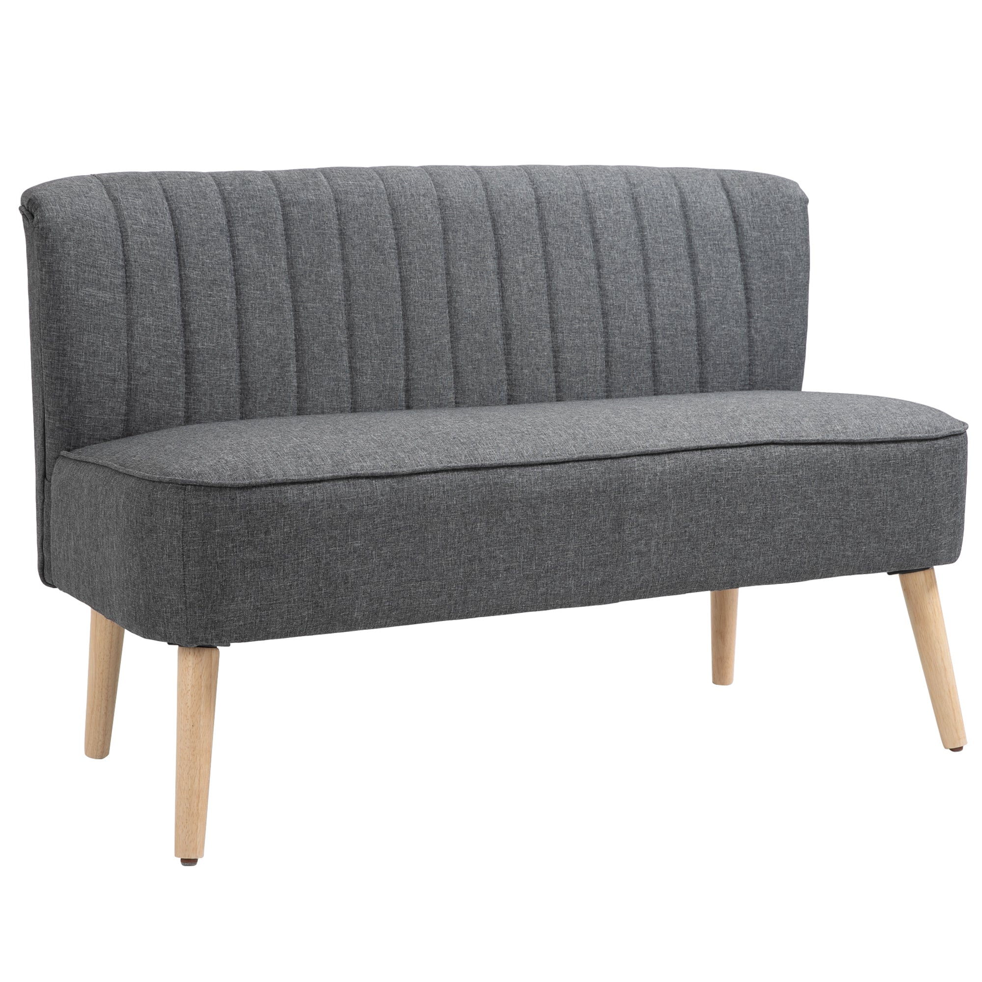2-Seater Fabric Sofa Upholstered Sofa Double Sofa Retro Look Seating Furniture Lounge Sofa Wooden Frame Dark Grey 117 x 56.5 x 77 cm