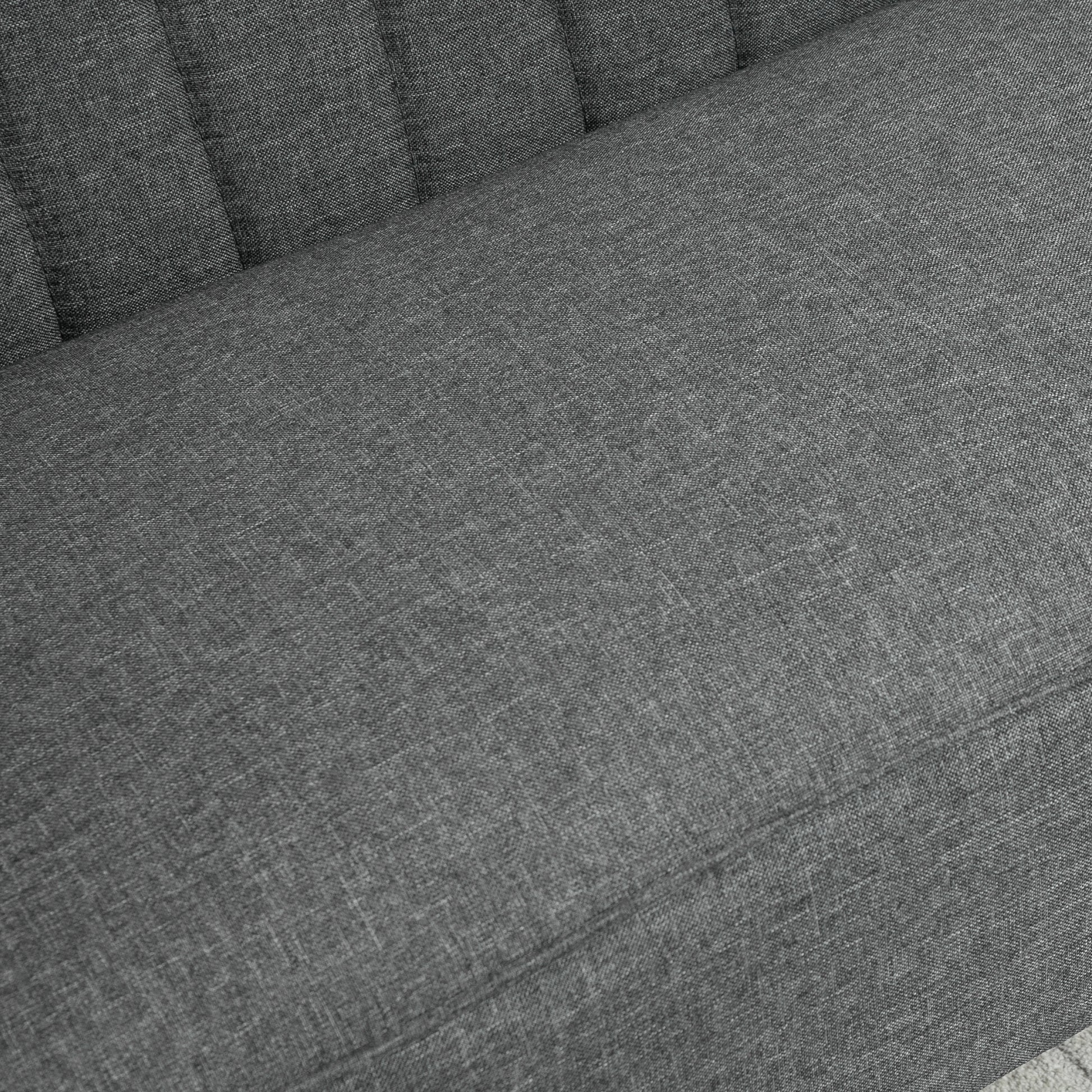 2-Seater Fabric Sofa Upholstered Sofa Double Sofa Retro Look Seating Furniture Lounge Sofa Wooden Frame Dark Grey 117 x 56.5 x 77 cm