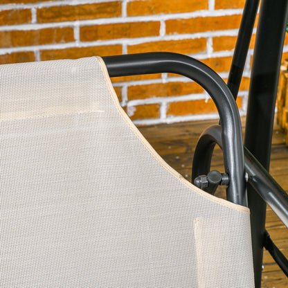 2 in 1 Hollywood Swing Seat with Reclining Function 3-Seater Garden Swing Seat with Adjustable Sunshade, Swing Bench Supports up to 240kg, Garden Lounger for Garden, Terrace, 200x125x170 cm, Cream White