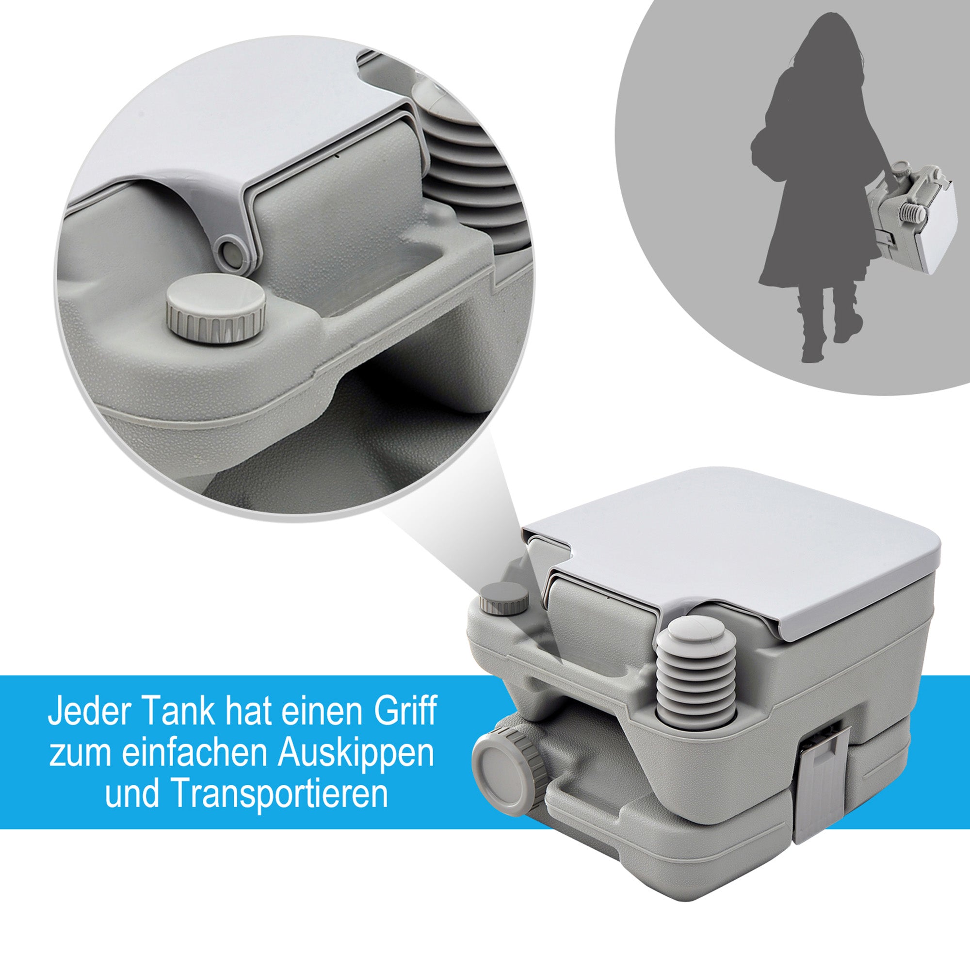 Camping Toilet Foldable Travel Toilet max. Load Capacity up to 200 kg 10L Portable Toilet Dry Separation Toilet for Camping, Hiking, Traveling, Fishing Gray