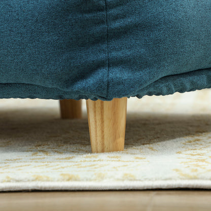 Dog Sofa, Pet Sofa with Pillow, Dog Bed with Elevated Design, Cat Sofa, Dog Couch, Dog Armchair with Wooden Legs, Polyester, Dark Blue, 96 x 66 x 24 cm