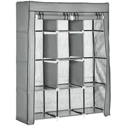 Fabric Wardrobe, Clothes Rail Wardrobe with 8 Shelves, Folding Wardrobe, Foldable Closet for Bedroom, Hallway, Non-Woven Fabric, Light Grey, 125 x 43 x 162.5 cm