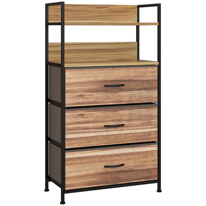 Industrial Style Storage Cabinet with 3 Removable Fabric Drawers and 2 Shelves - 60 x 29 x 101 cm - Wood and Black Metal Look