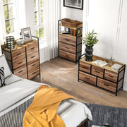 Industrial Style Storage Cabinet with 3 Removable Fabric Drawers and 2 Shelves - 60 x 29 x 101 cm - Wood and Black Metal Look