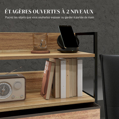 Industrial Style Storage Cabinet with 3 Removable Fabric Drawers and 2 Shelves - 60 x 29 x 101 cm - Wood and Black Metal Look