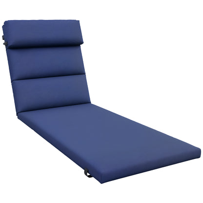 Lounge Chair Cushion 196x63x6 cm Cotton Lounger Mat with Water-Repellent Fabric Seat and Back Cushion for Garden Terrace Balcony Dark Blue