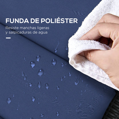 Lounge Chair Cushion 196x63x6 cm Cotton Lounger Mat with Water-Repellent Fabric Seat and Back Cushion for Garden Terrace Balcony Dark Blue