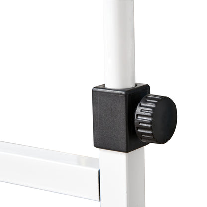 Side Table Coffee Table with Casters, Height Adjustable Desk with 2 Lower Shelves, Coffee Table Laptop Table, Bedside Table, for Dining Living Room, Metal, White, 80x40x72-82 cm