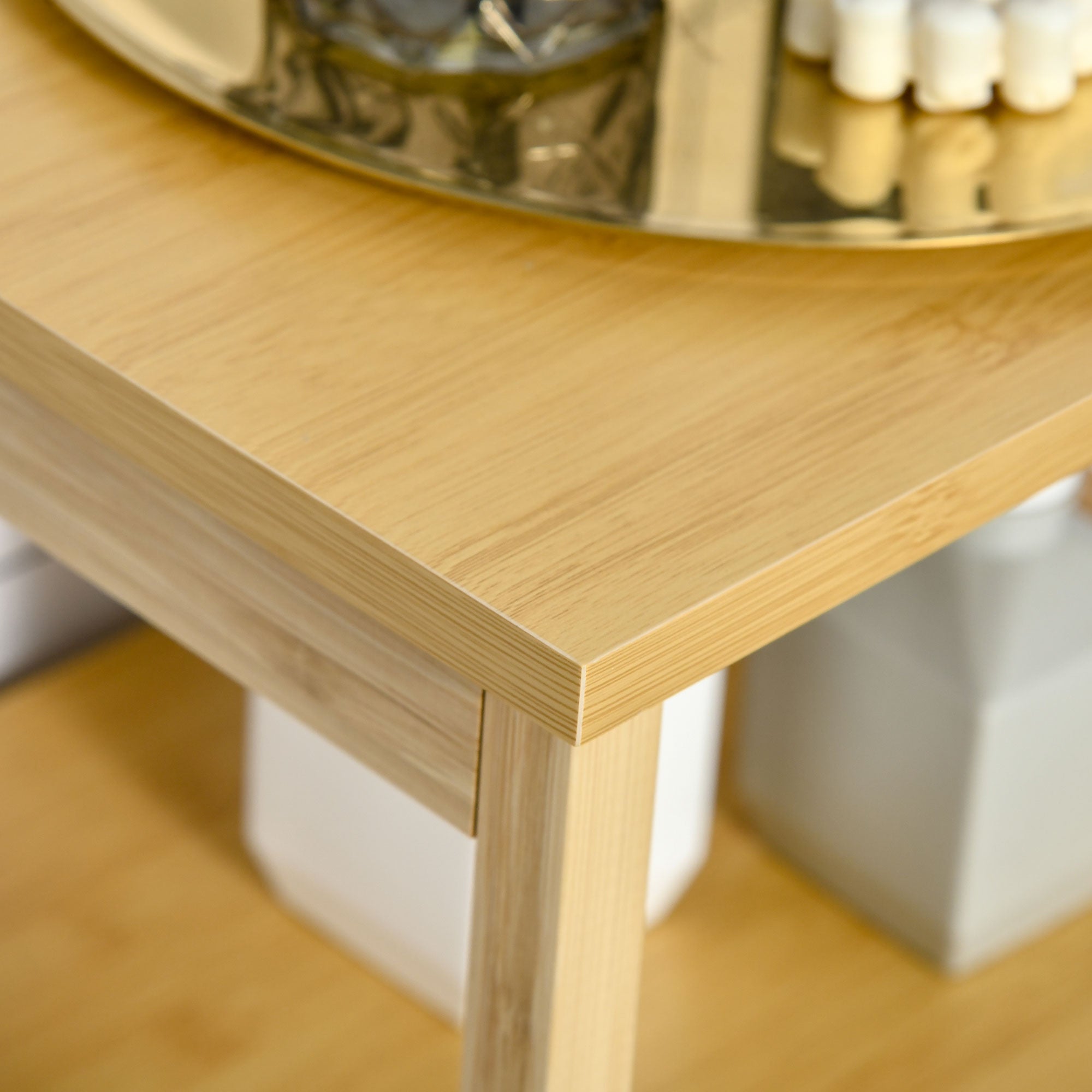 Freestanding Bamboo Bathroom Cabinet with Laundry Hamper Space-Saving Bathroom Floor Cabinet - dim. 40L x 30W x 86.5H cm