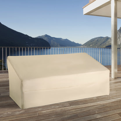 Beige Protective Cover for 3-Seater Bench 218x111x63/101 cm Waterproof Cover for Outdoor Garden Furniture Terrace Sofa Table Chair or BBQ