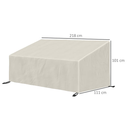 Beige Protective Cover for 3-Seater Bench 218x111x63/101 cm Waterproof Cover for Outdoor Garden Furniture Terrace Sofa Table Chair or BBQ