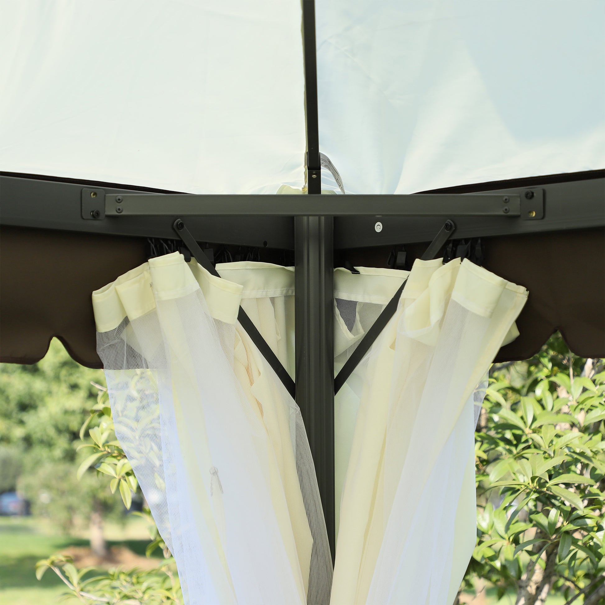 Garden Gazebo 4x3 m Aluminum Gazebo with Ventilation Roof, 4 Side Curtains, 4 Mosquito Nets, and 8 Drainage Holes for Outdoor Parties Events White