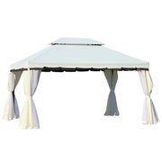 Garden Gazebo 4x3 m Aluminum Gazebo with Ventilation Roof, 4 Side Curtains, 4 Mosquito Nets, and 8 Drainage Holes for Outdoor Parties Events White