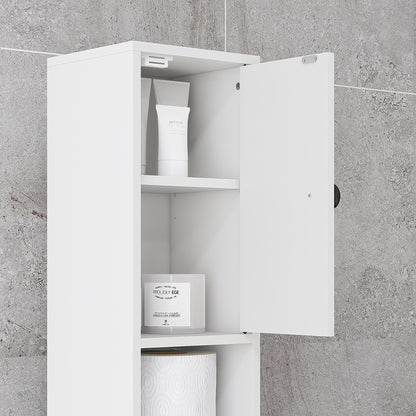 Bathroom Cabinet Slim, Tall Cabinet Toilet Cabinet with Drawer and 4 Open Shelves, Bathroom Cabinet for Small Spaces Bathroom, Living Room 20 x 20 x 180 cm White