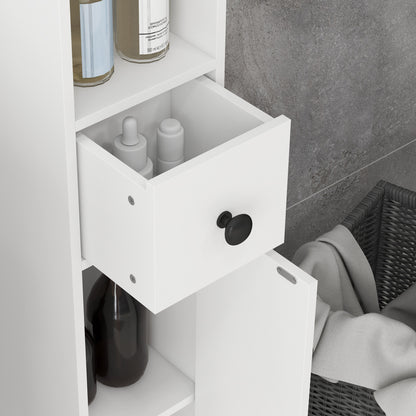 Bathroom Cabinet Slim, Tall Cabinet Toilet Cabinet with Drawer and 4 Open Shelves, Bathroom Cabinet for Small Spaces Bathroom, Living Room 20 x 20 x 180 cm White