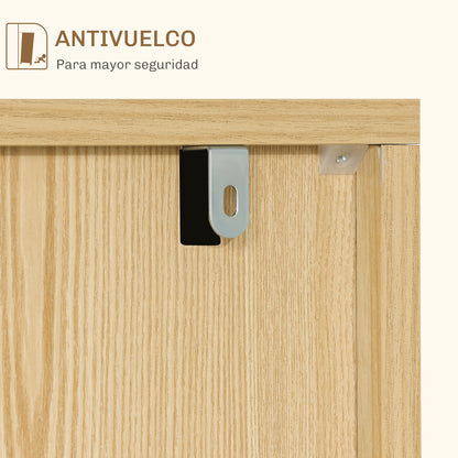 Kitchen Sideboard Kitchen Auxiliary Furniture with 3 Herringbone Pattern Doors, Wooden Legs and Adjustable Shelves Buffet Furniture for Dining Room Living Room 91.5x35x77.4 cm White and Natural