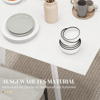 Folding Dining Table Kitchen Table for 2-4 Persons Dining Table Foldable in Country Style for Small Spaces, Kitchen, Dining Room 110 x 86 x 75 cm, White