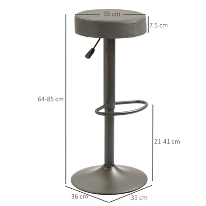 Set of 2 Bar Stools with Footrests, Swivel Kitchen Stools with Adjustable Height, 35x36x64-85cm, Soft Gray