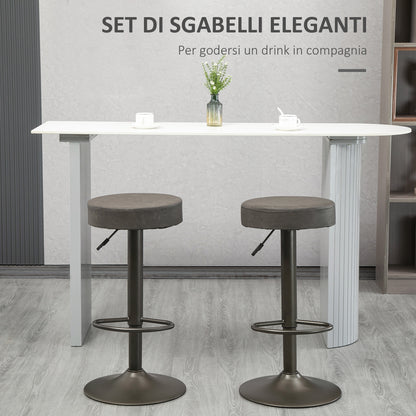 Set of 2 Bar Stools with Footrests, Swivel Kitchen Stools with Adjustable Height, 35x36x64-85cm, Soft Gray