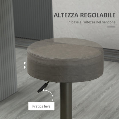 Set of 2 Bar Stools with Footrests, Swivel Kitchen Stools with Adjustable Height, 35x36x64-85cm, Soft Gray