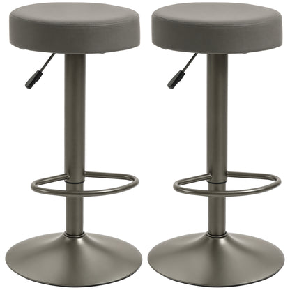 Set of 2 Bar Stools with Footrests, Swivel Kitchen Stools with Adjustable Height, 35x36x64-85cm, Soft Gray