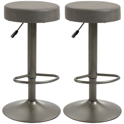 Set of 2 Bar Stools with Footrests, Swivel Kitchen Stools with Adjustable Height, 35x36x64-85cm, Soft Gray