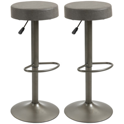 Set of 2 Bar Stools with Footrests, Swivel Kitchen Stools with Adjustable Height, 35x36x64-85cm, Soft Gray