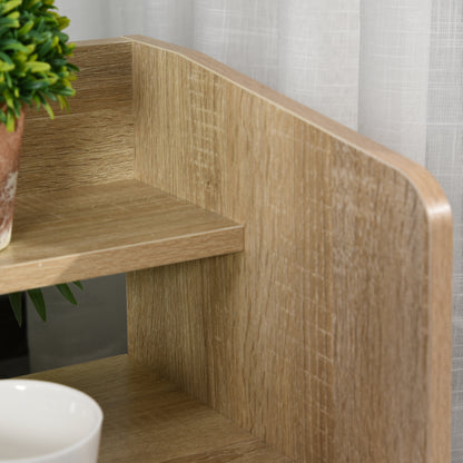 Bedside Table with Drawer and Shelf, Low Cabinet for Bedroom, Space-Saving Side Table in Wood, White