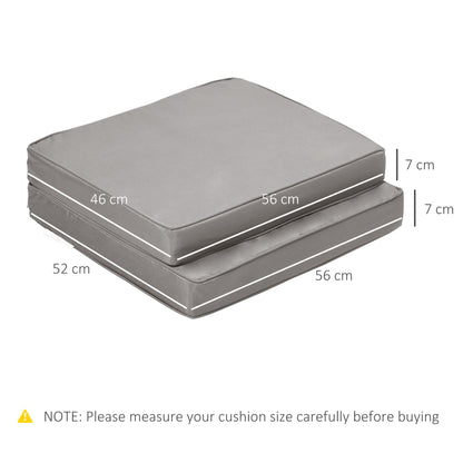 Set of 2 chair cushions removable seat cushions high comfort padded cushions foam polyester fabric light gray