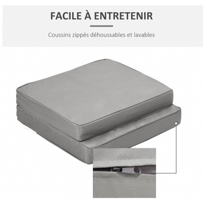 Set of 2 chair cushions removable seat cushions high comfort padded cushions foam polyester fabric light gray