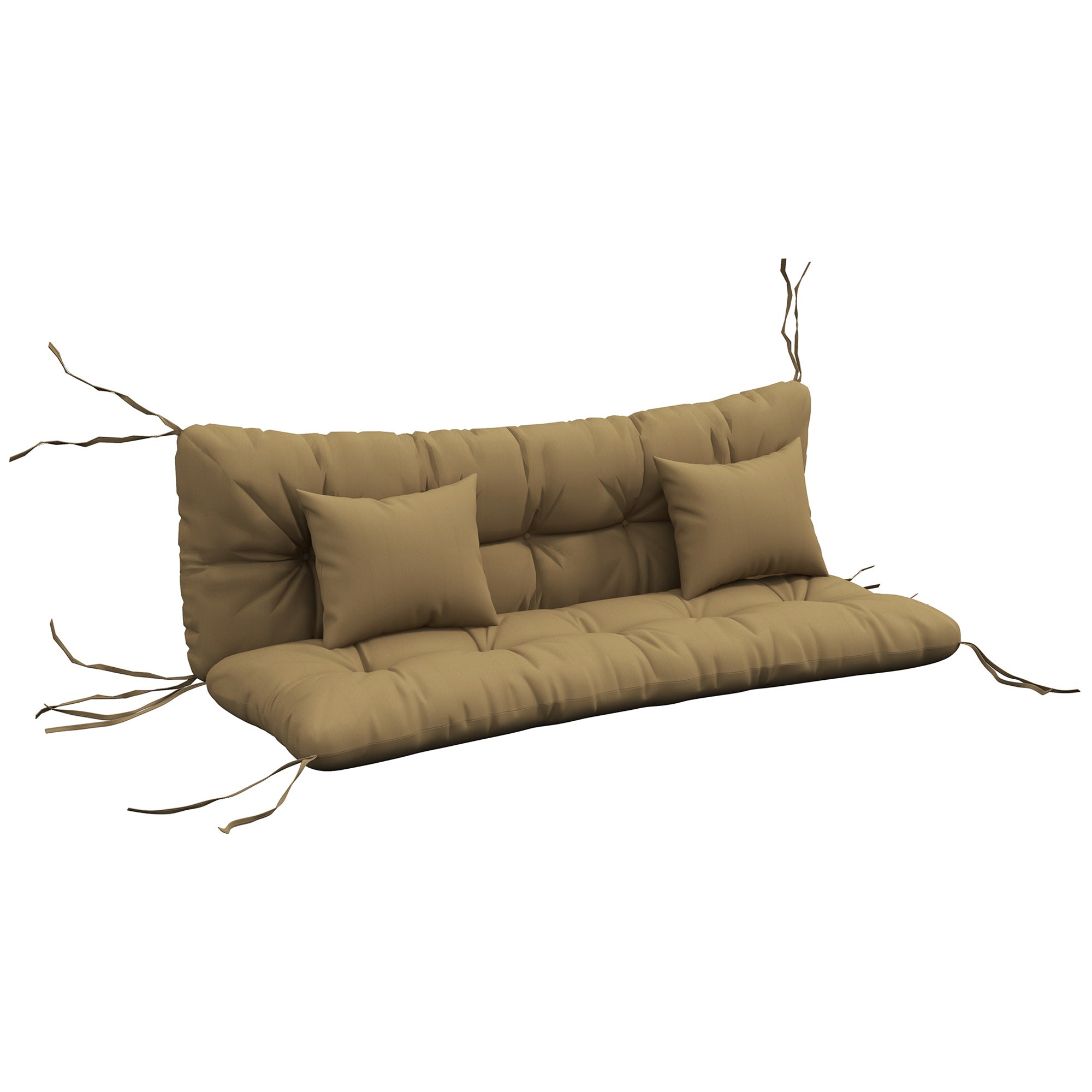 4-Piece Seat Cushion Set, 59.1 x 19.7 in Water-Resistant Bench Cushions with Ties, Tufted 3.9 in Thick Padding for Swing, Home, Garden, Sofa — Tan