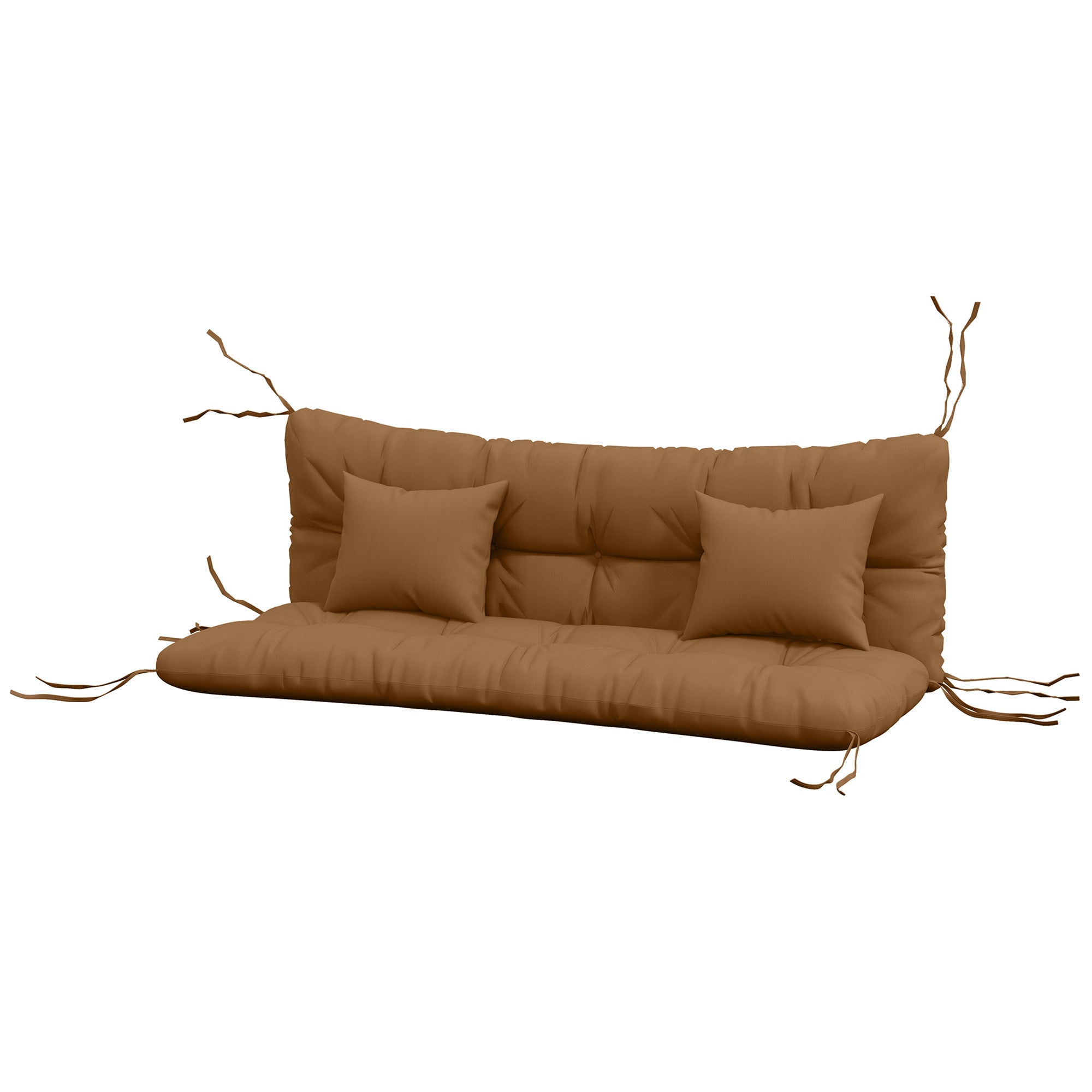 4-Piece Seat Cushion Set, 59.1 x 19.7 in Water-Resistant Bench Cushions with Ties, Tufted 3.9 in Thick Padding for Swing, Home, Garden, Sofa — Tan