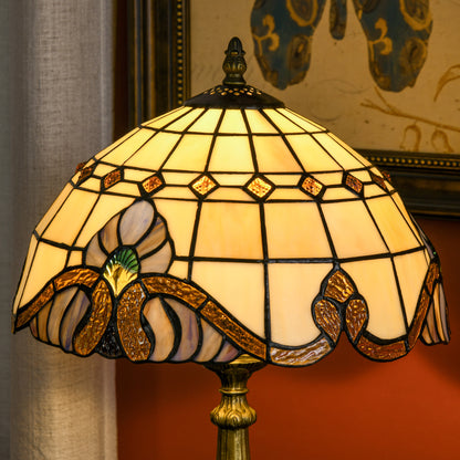 Classic Style Bedside Table Lamp Handmade Glass Night Lamp for Bedroom Living Room Ø30x48 cm Multicolor